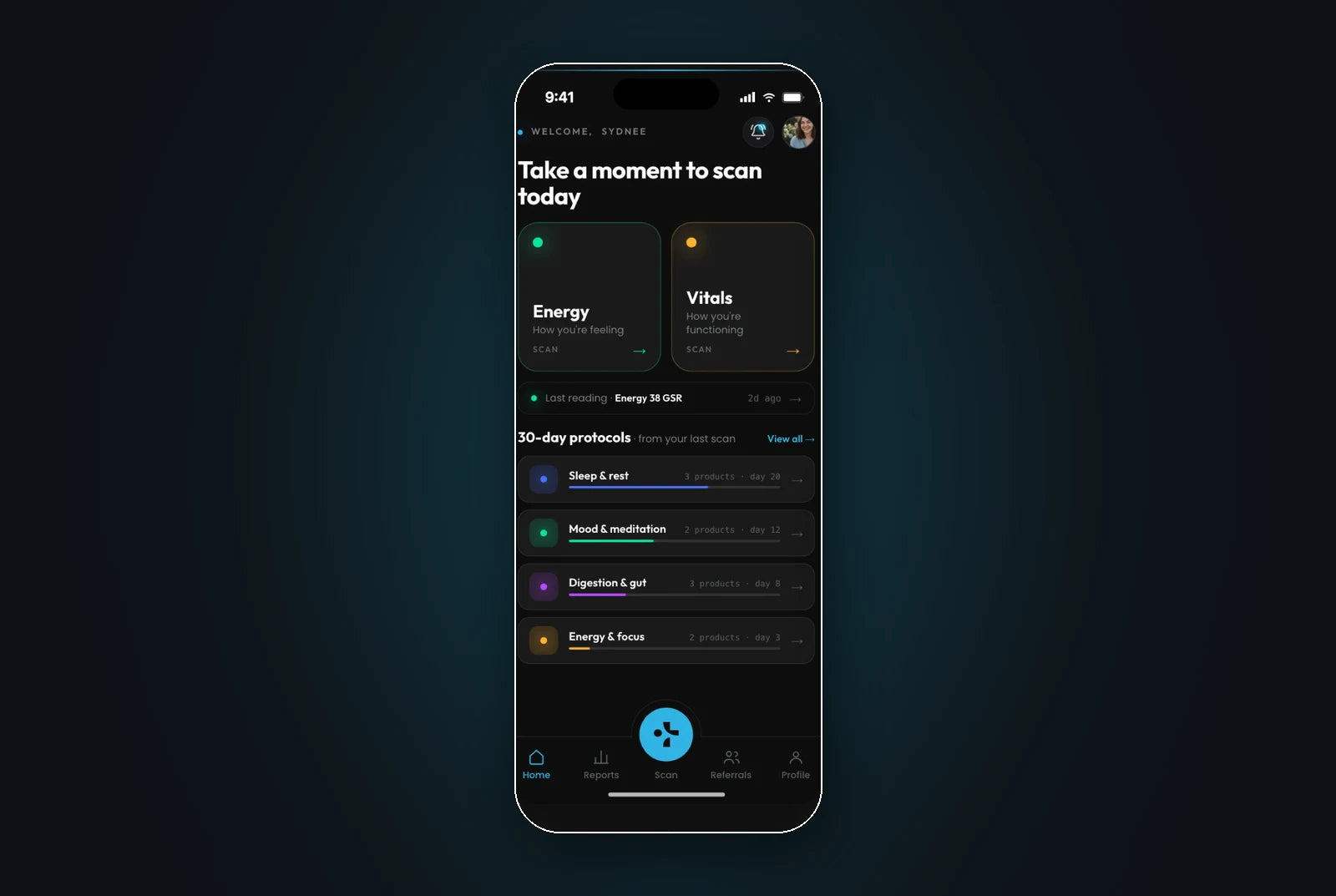 The iTOVi app showing personalized results